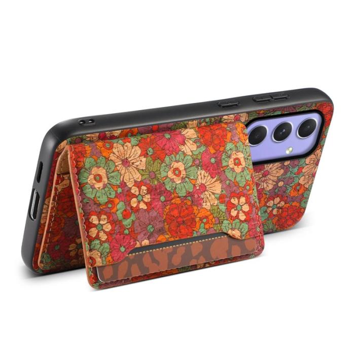 OEM - Samsung Galaxy A55 5G Skal PU+TPU+PC Blommönster - Röd