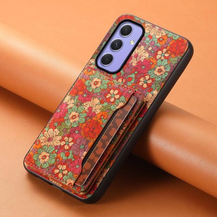 OEM - Samsung Galaxy A55 5G Skal PU+TPU+PC Blommönster - Röd