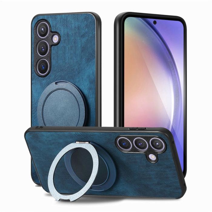 OEM - Samsung Galaxy A55 5G Skal Rotating Kickstand Retro Läder - Blå