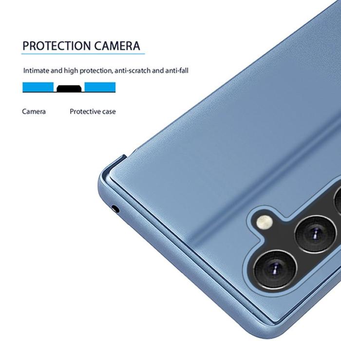 OEM - Samsung Galaxy A55 5G Skal Spegel Design Konstläder - Blå