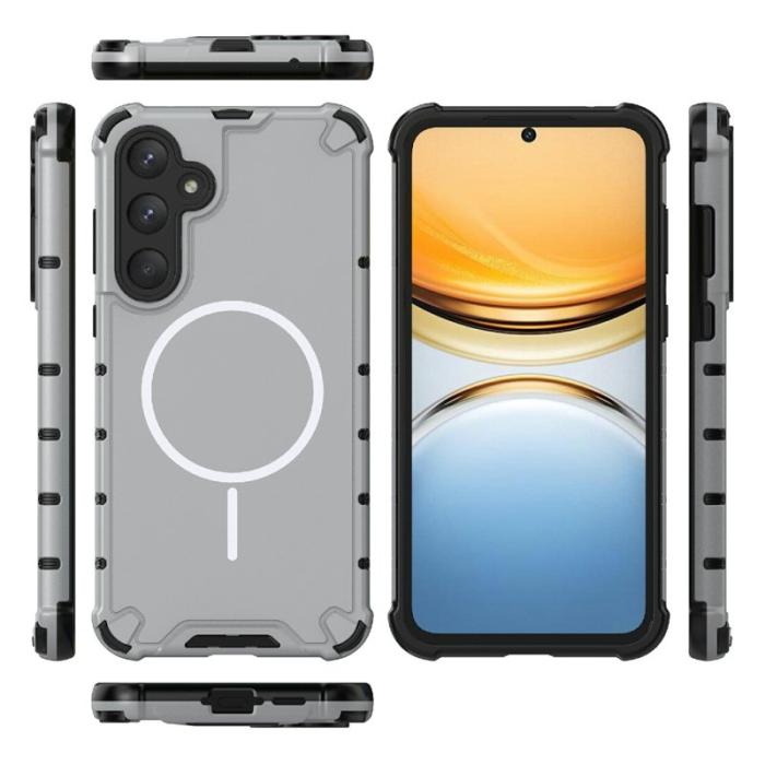 OEM - Samsung Galaxy A55 5G Skal Stötabsorberande TPU + PC - Grå Vit