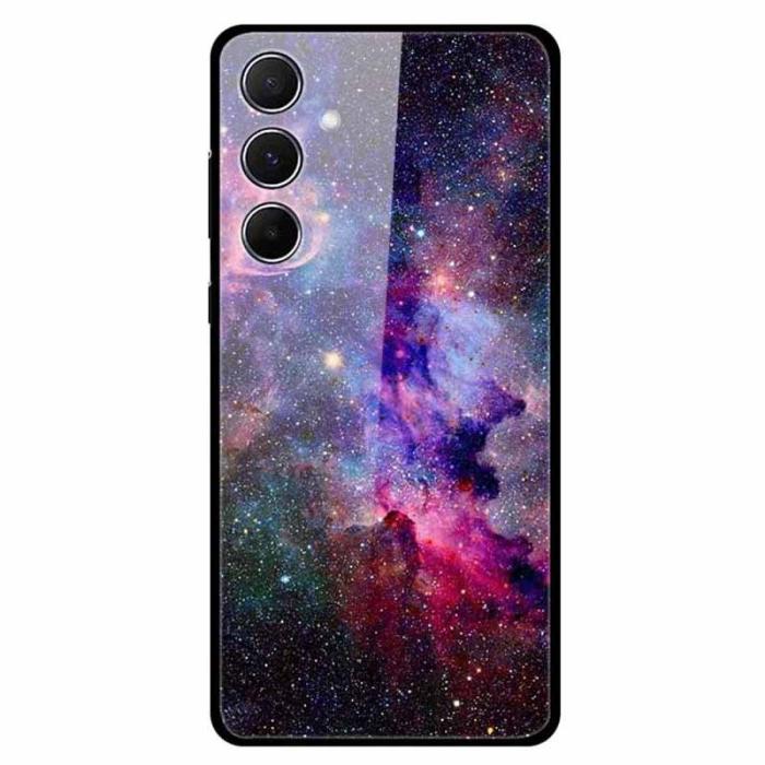 OEM - Samsung Galaxy A55 5G Skal Tempererat Glas + Plast - Chaotic Sky