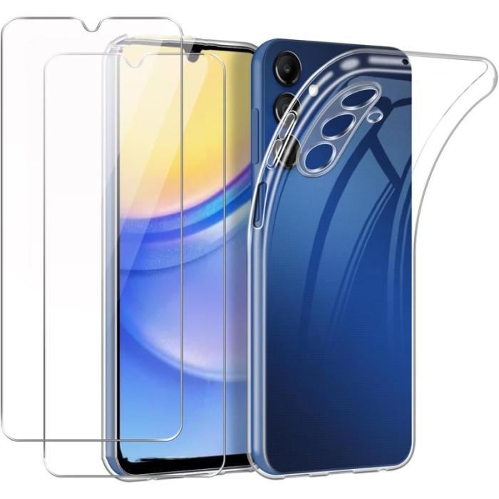 OEM - Samsung Galaxy A55 5G Skal TPU + 2PCS 2.5D Härdat Glas - Transparent