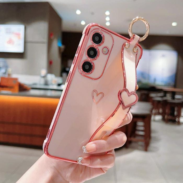 OEM - Samsung Galaxy A55 5G Skal TPU Electroplaterat Hjärtmönster - Rosa
