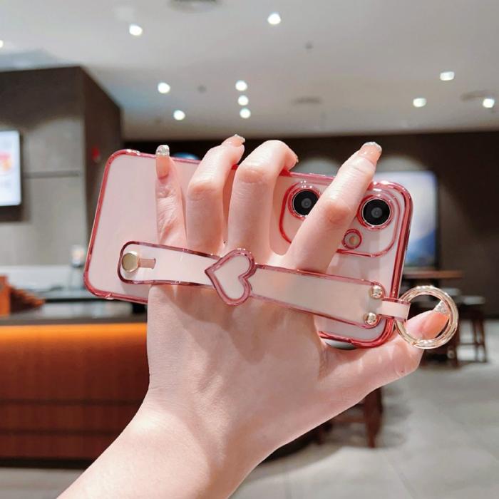 OEM - Samsung Galaxy A55 5G Skal TPU Electroplaterat Hjärtmönster - Rosa