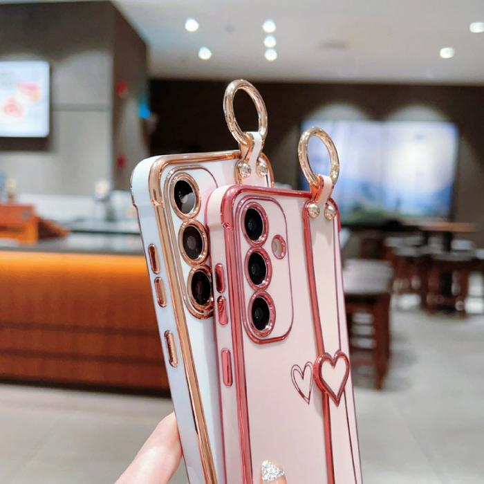OEM - Samsung Galaxy A55 5G Skal TPU Electroplaterat Hjärtmönster - Rosa