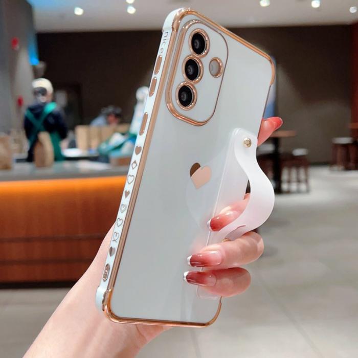 OEM - Samsung Galaxy A55 5G Skal TPU Electroplating Edge Love Heart - Ivory White