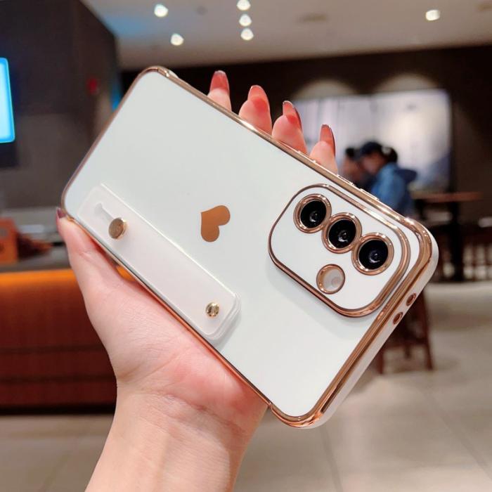 OEM - Samsung Galaxy A55 5G Skal TPU Electroplating Edge Love Heart - Ivory White