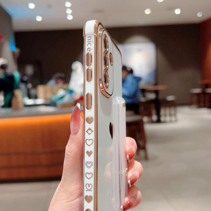 OEM - Samsung Galaxy A55 5G Skal TPU Electroplating Edge Love Heart - Ivory White