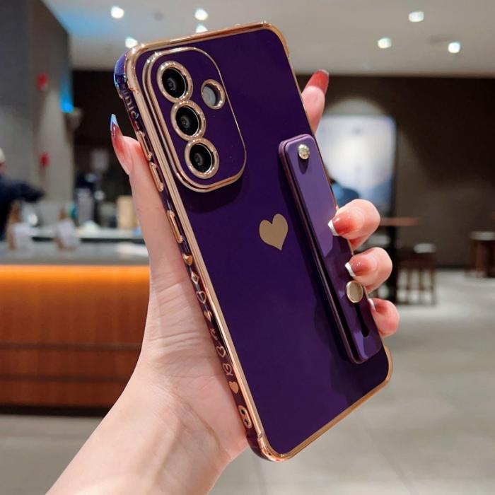 OEM - Samsung Galaxy A55 5G Skal TPU Electroplating Edge Love Heart - Mörklila