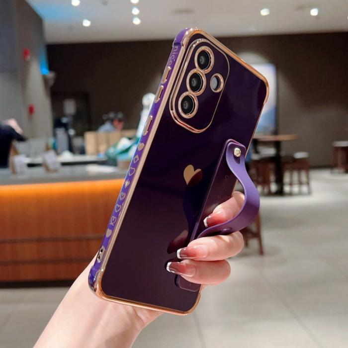 OEM - Samsung Galaxy A55 5G Skal TPU Electroplating Edge Love Heart - Mörklila