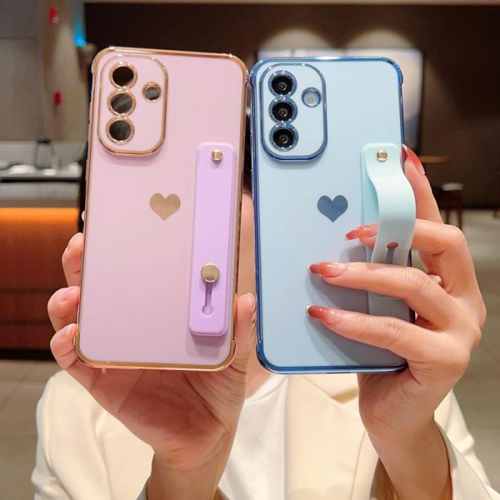 OEM - Samsung Galaxy A55 5G Skal TPU Electroplating Edge Love Heart - Mörklila