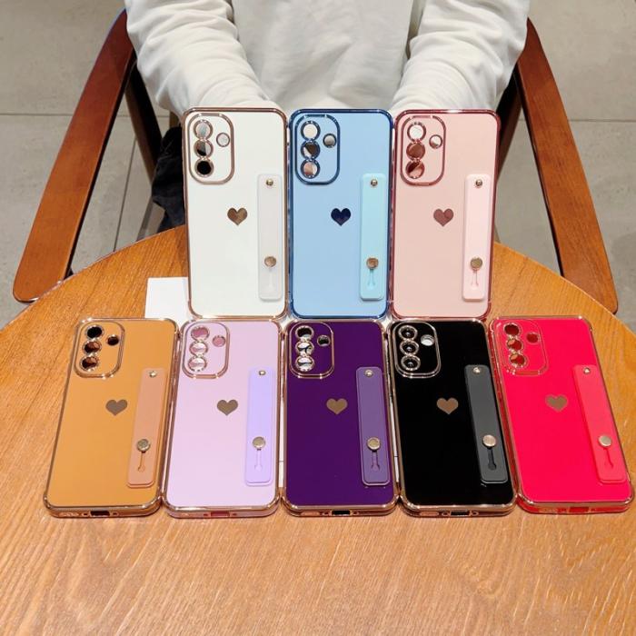 OEM - Samsung Galaxy A55 5G Skal TPU Electroplating Edge Love Heart - Mörklila