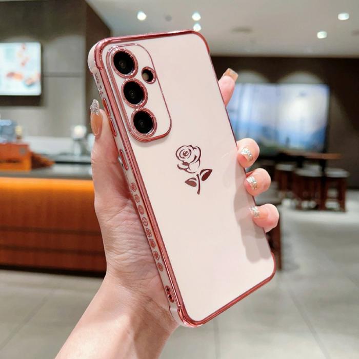 OEM - Samsung Galaxy A55 5G Skal TPU Electroplating Kantskydd - Rosaröd