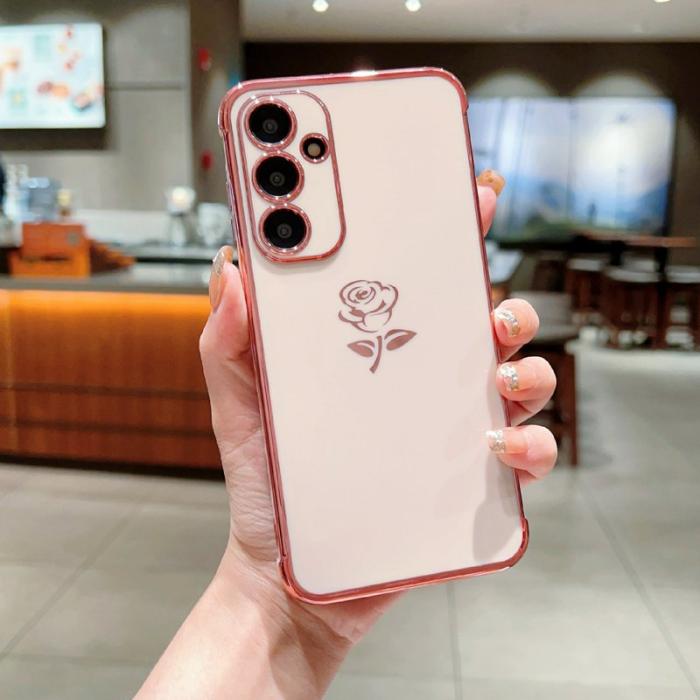 OEM - Samsung Galaxy A55 5G Skal TPU Electroplating Kantskydd - Rosaröd