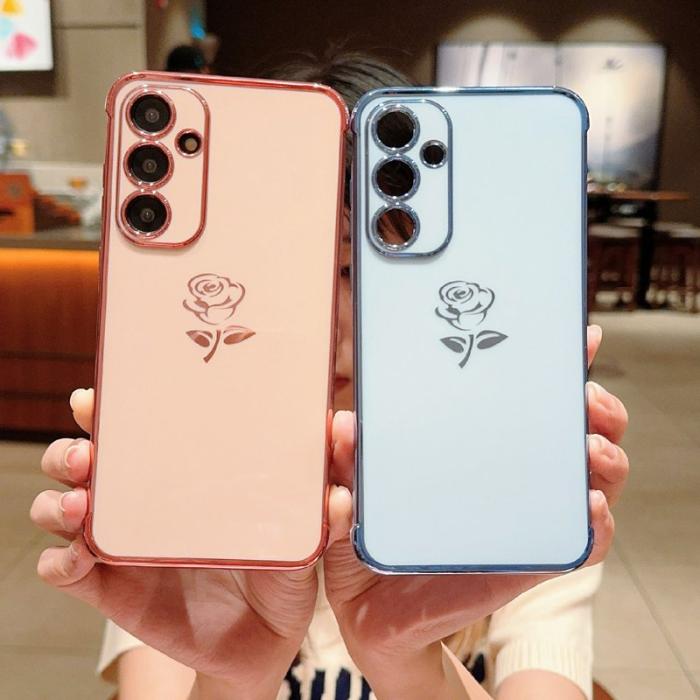 OEM - Samsung Galaxy A55 5G Skal TPU Electroplating Kantskydd - Rosaröd