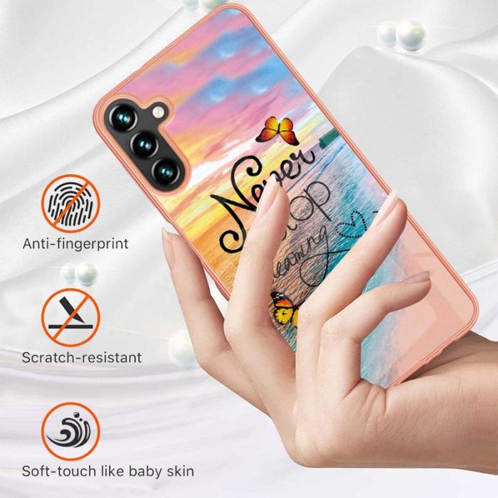 OEM - Samsung Galaxy A55 5G Skal TPU IMD Marmor Blommönster - Never Stop Dreaming