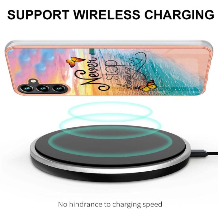 OEM - Samsung Galaxy A55 5G Skal TPU IMD Marmor Blommönster - Never Stop Dreaming