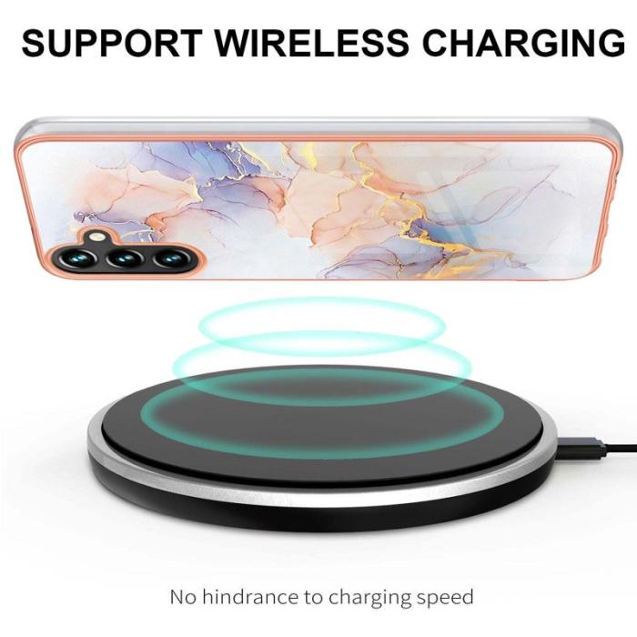 OEM - Samsung Galaxy A55 5G Skal TPU IMD Marmor Blommönster - Vit