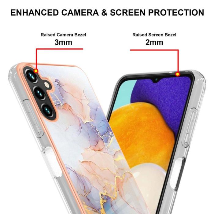 OEM - Samsung Galaxy A55 5G Skal TPU IMD Marmor Blommönster - Vit