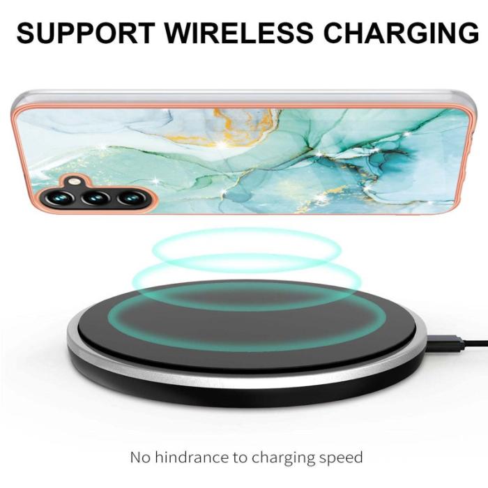 OEM - Samsung Galaxy A55 5G Skal TPU IMD Marmor Mönster - Grön 003