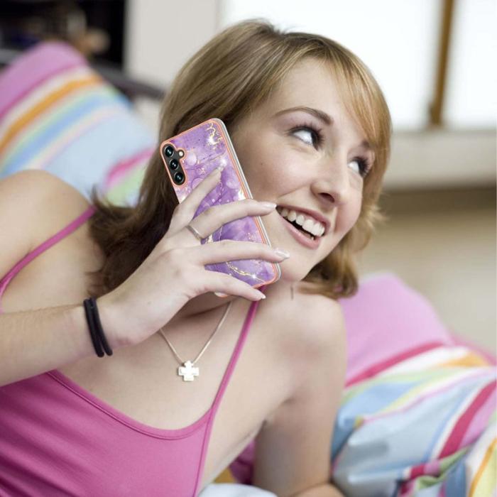 OEM - Samsung Galaxy A55 5G Skal TPU IMD Marmor Mönster - Lila