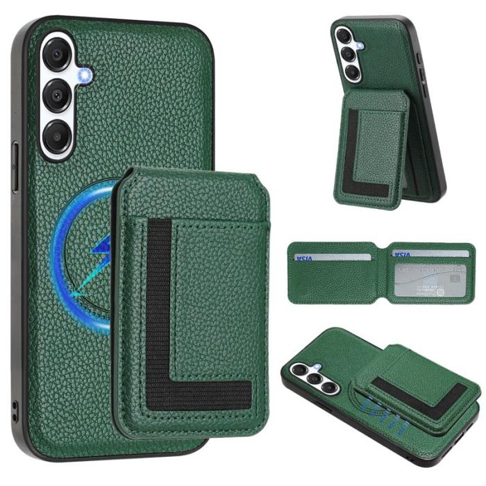 OEM - Samsung Galaxy A55 5G Skal TPU + Konstläder - Mörkgrön