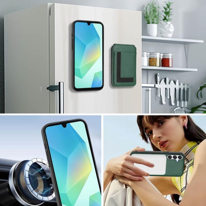 OEM - Samsung Galaxy A55 5G Skal TPU + Konstläder - Mörkgrön