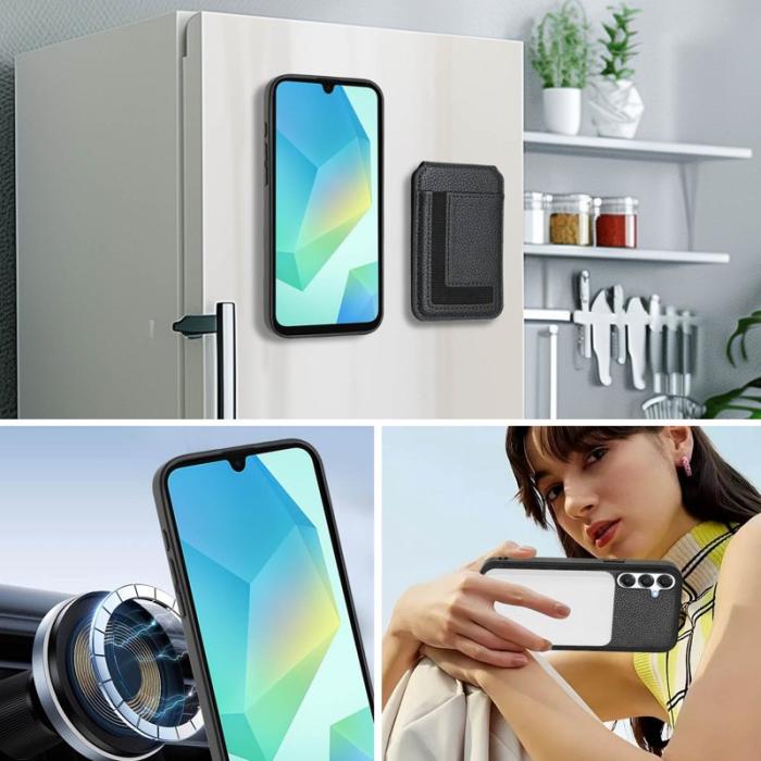 OEM - Samsung Galaxy A55 5G Skal TPU + Konstläder - Svart