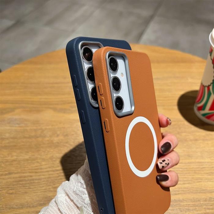 OEM - Samsung Galaxy A55 5G Skal TPU Lädertextur - Blå