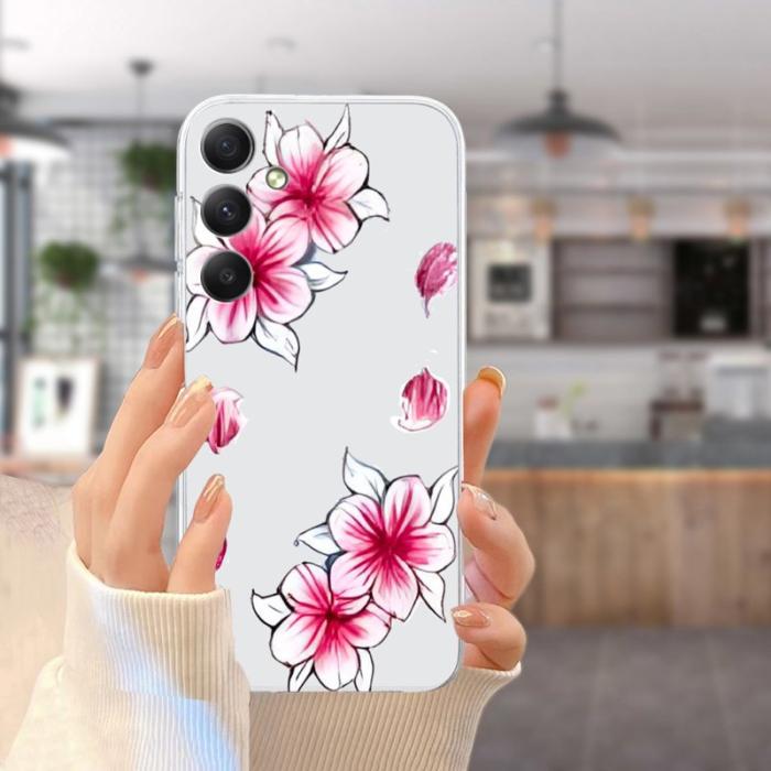 OEM - Samsung Galaxy A55 5G Skal TPU Mönstertryck Transparent - Körsbärsblomma
