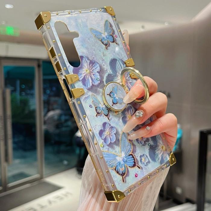 OEM - Samsung Galaxy A55 5G Skal TPU + PC Blommönster Ring Ställ - Blå