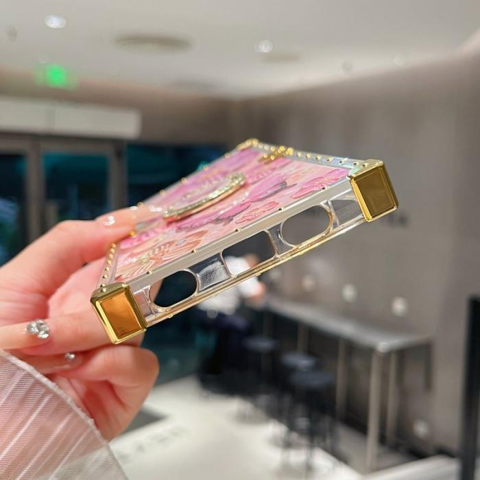 OEM - Samsung Galaxy A55 5G Skal TPU + PC Blommönster Ring Ställ - Blå