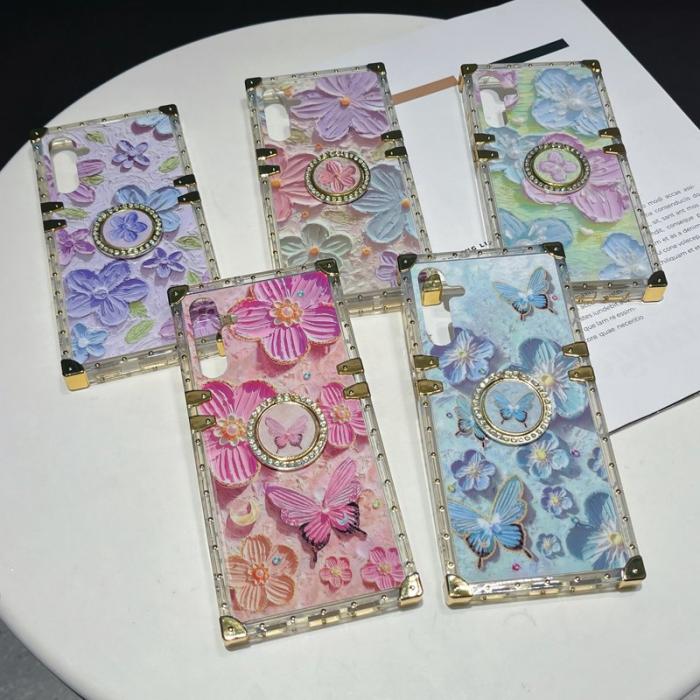 OEM - Samsung Galaxy A55 5G Skal TPU + PC Blommönster Ring Ställ - Rosa