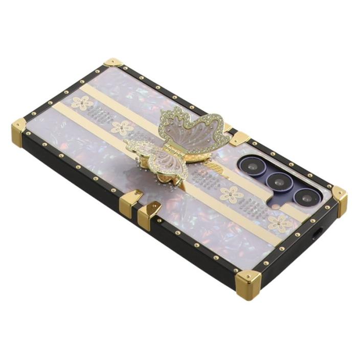 OEM - Samsung Galaxy A55 5G Skal TPU + PC Electroplaterad Fjäril - Lila