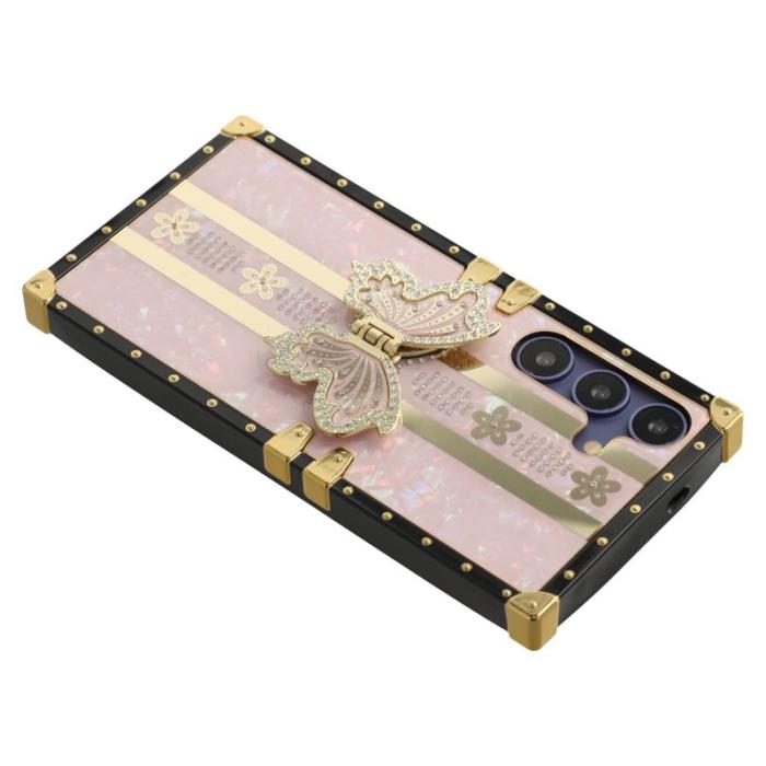 OEM - Samsung Galaxy A55 5G Skal TPU + PC Electroplaterad Fjäril - Rosa