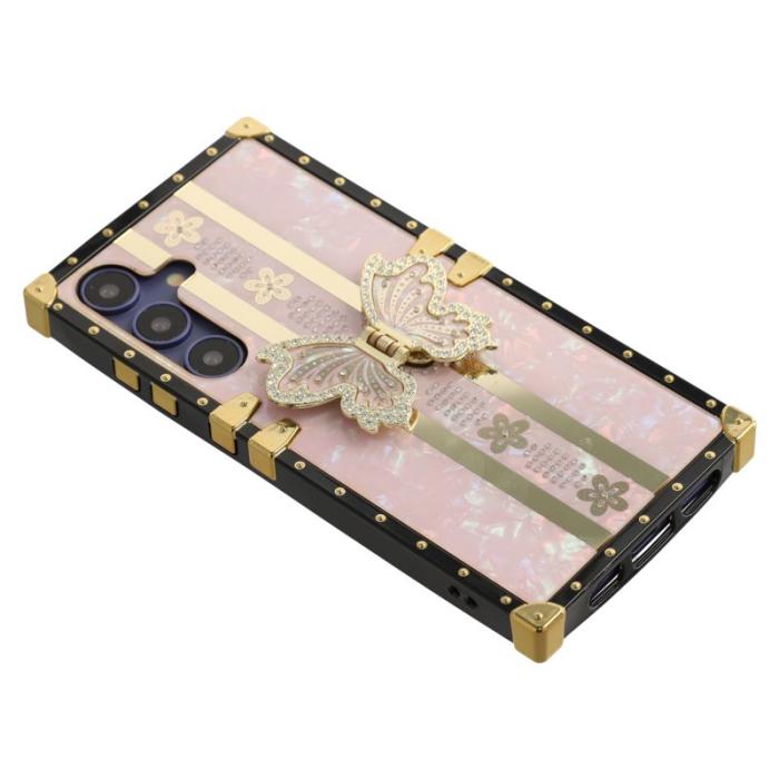 OEM - Samsung Galaxy A55 5G Skal TPU + PC Electroplaterad Fjäril - Rosa