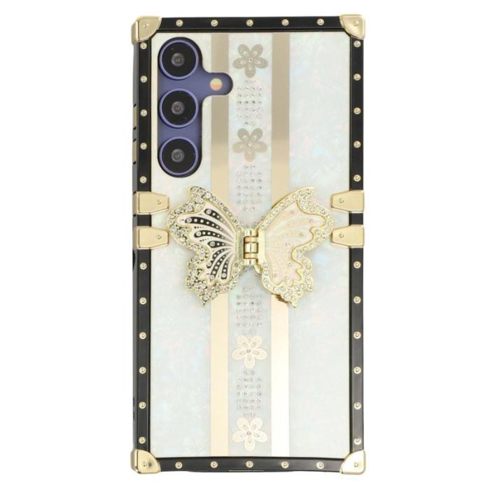 OEM - Samsung Galaxy A55 5G Skal TPU + PC Electroplaterad Fjäril - Vit