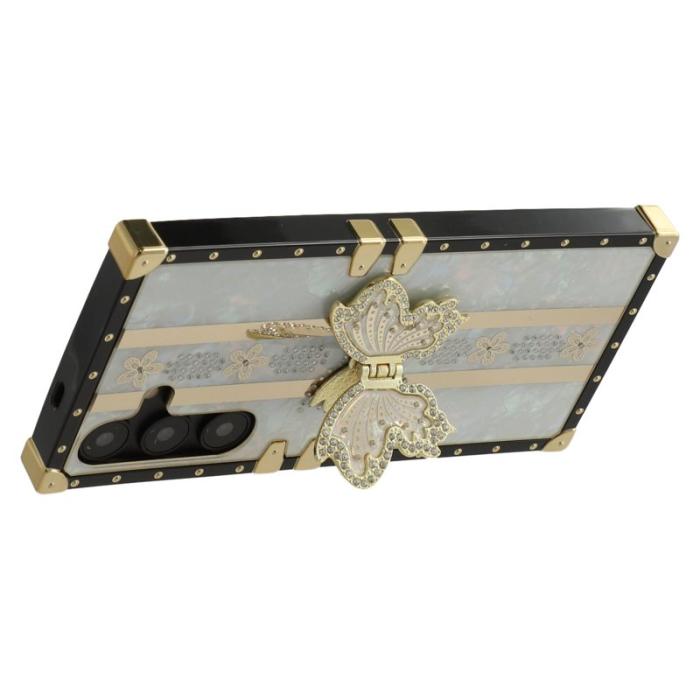 OEM - Samsung Galaxy A55 5G Skal TPU + PC Electroplaterad Fjäril - Vit