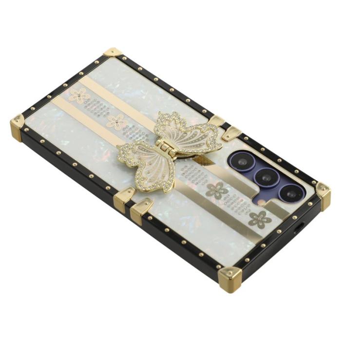 OEM - Samsung Galaxy A55 5G Skal TPU + PC Electroplaterad Fjäril - Vit