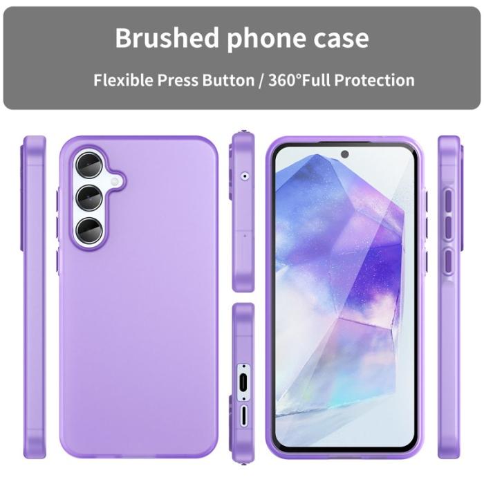 OEM - Mobilskal till Samsung Galaxy A55 5G TPU + PC Matt Transparent Design - Lila