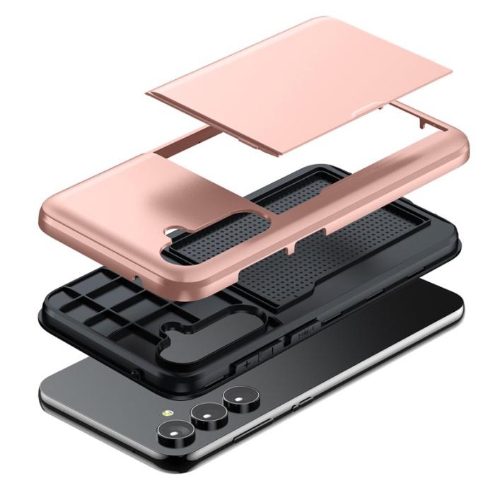 OEM - Samsung Galaxy A55 5G Skal TPU + PC Med Kortfack - Guld