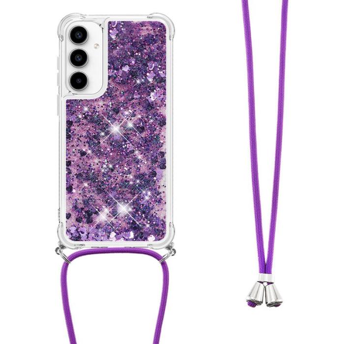 OEM - Samsung Galaxy A55 5G Skal TPU Quicksand Design - Mörklila / Hjärtar