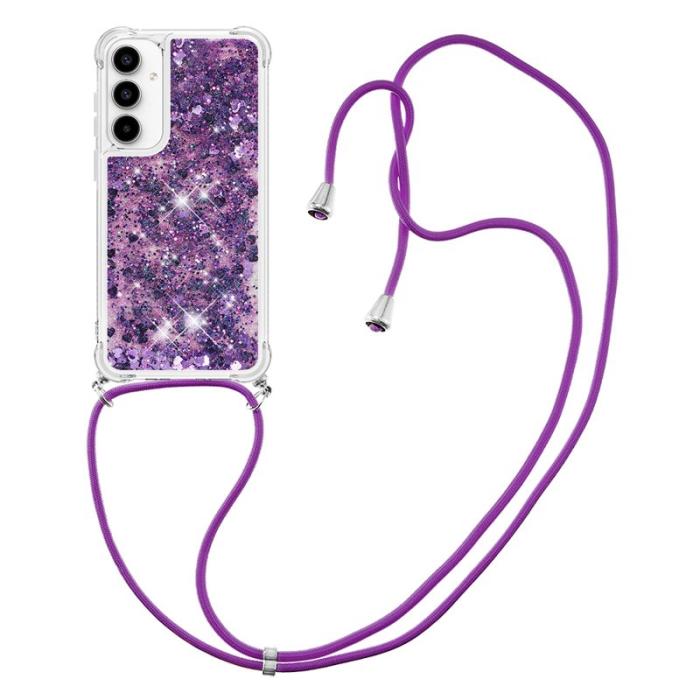 OEM - Samsung Galaxy A55 5G Skal TPU Quicksand Design - Mörklila / Hjärtar