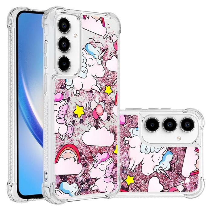 OEM - Samsung Galaxy A55 5G Skal TPU Snabbsand Mönster - Söt Häst och Moln