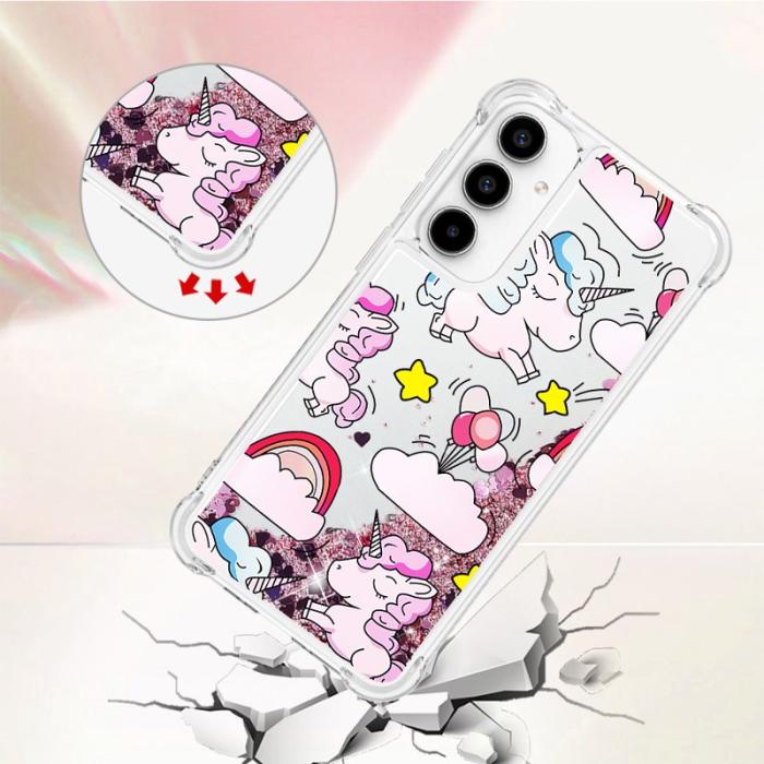 OEM - Samsung Galaxy A55 5G Skal TPU Snabbsand Mönster - Söt Häst och Moln