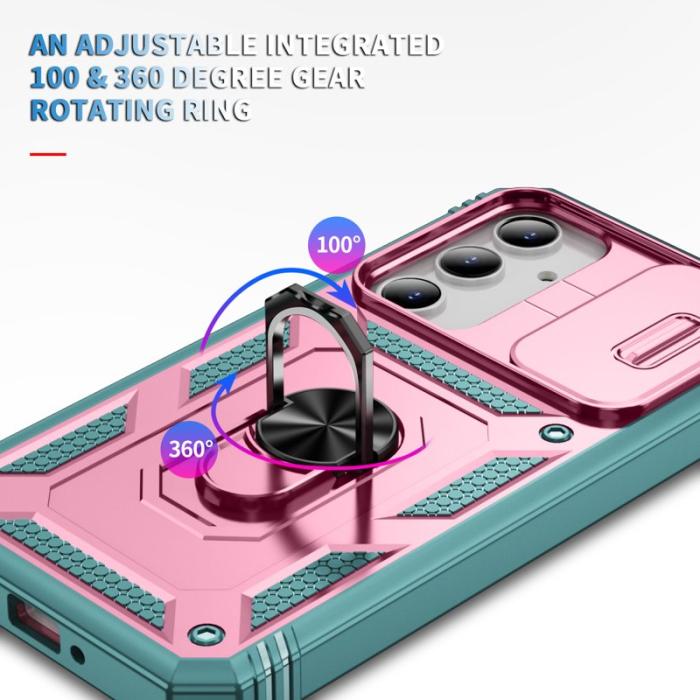 OEM - Samsung Galaxy A55 5G Skal TPU+PC Camshield Hybrid - Rosa-Grön