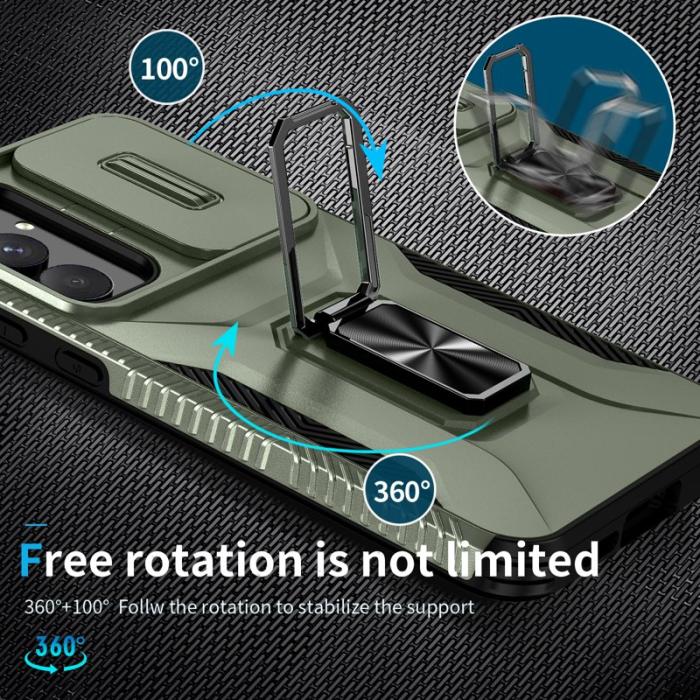 OEM - Samsung Galaxy A55 5G Skal TPU+PC Kamera Skydd Ställ - Grön