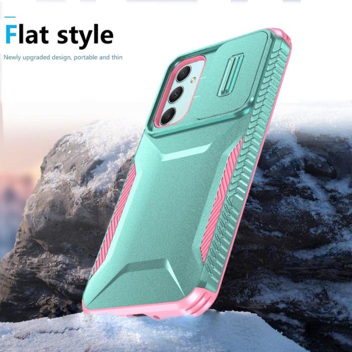 OEM - Samsung Galaxy A55 5G Skal TPU+PC Skydd - Grågrön / Rosa