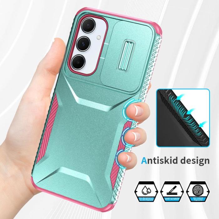 OEM - Samsung Galaxy A55 5G Skal TPU+PC Skydd - Grågrön / Rosa